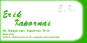 erik kapornai business card